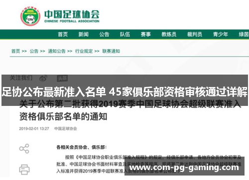 足协公布最新准入名单 45家俱乐部资格审核通过详解 足协公布最新准入名单 45家俱乐部资格审核通过详解