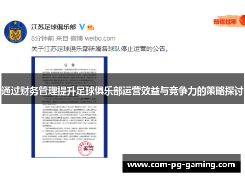 通过财务管理提升足球俱乐部运营效益与竞争力的策略探讨